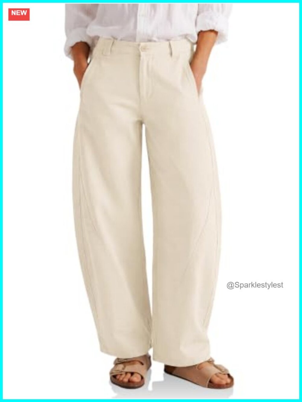 Cicy Bell Barrel Wide Leg High Waisted Cotton Palazzo Trousers